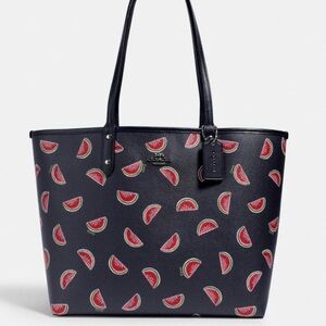 Coach Navy Watermelon Print Tote